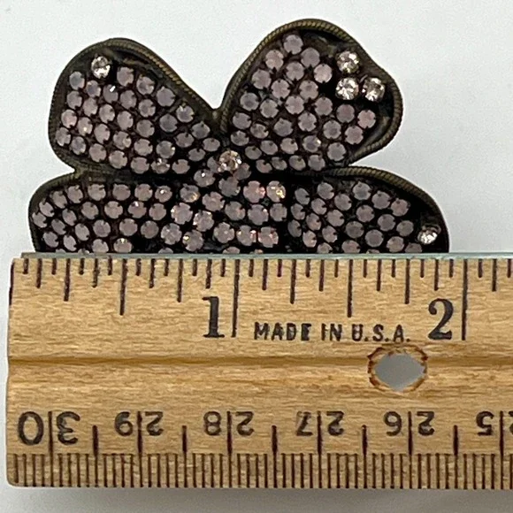 Sorrelli Flower Cocktail Ring Brass Pink Swarovski Crystals 2015 $200 MSRP Rare! - Picture 5 of 7